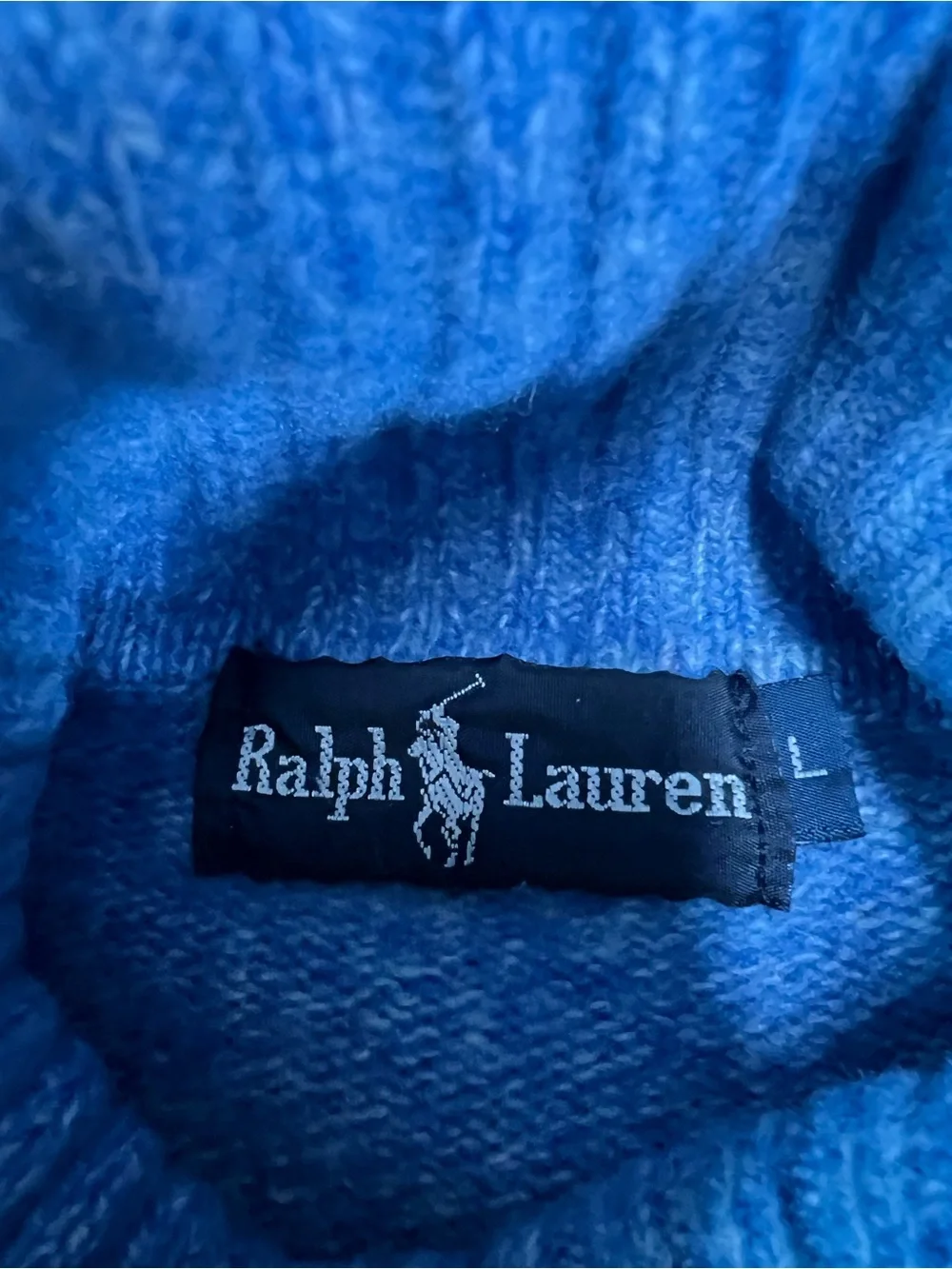 Ralph Lauren turtleneck wool sweater large blue